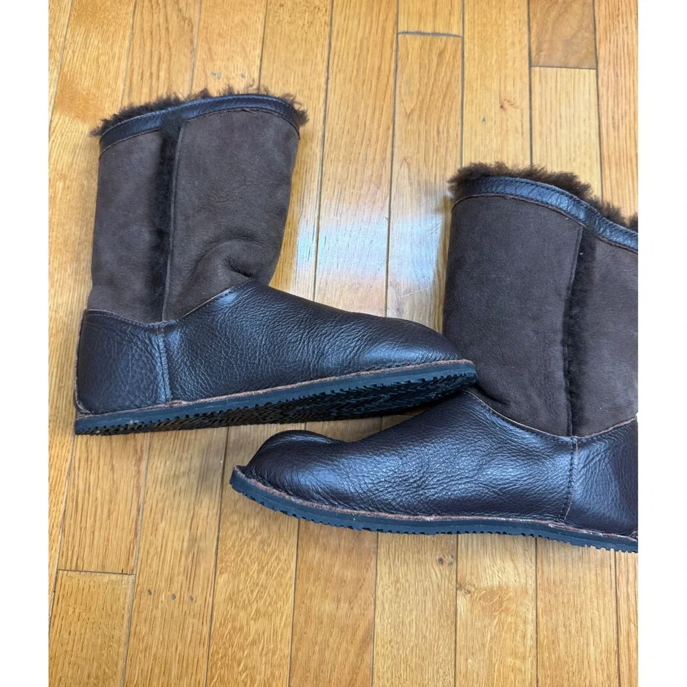 Softstar Phoenix Boots Womens 7 Brown Leather Sheepskin Barefoot Minimalist USA